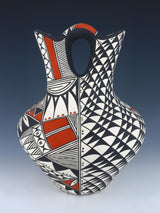 Large Acoma Pueblo Hand Painted Pottery Wedding Vase