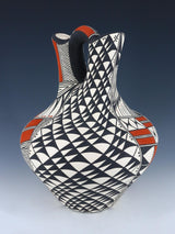 Large Acoma Pueblo Hand Painted Pottery Wedding Vase