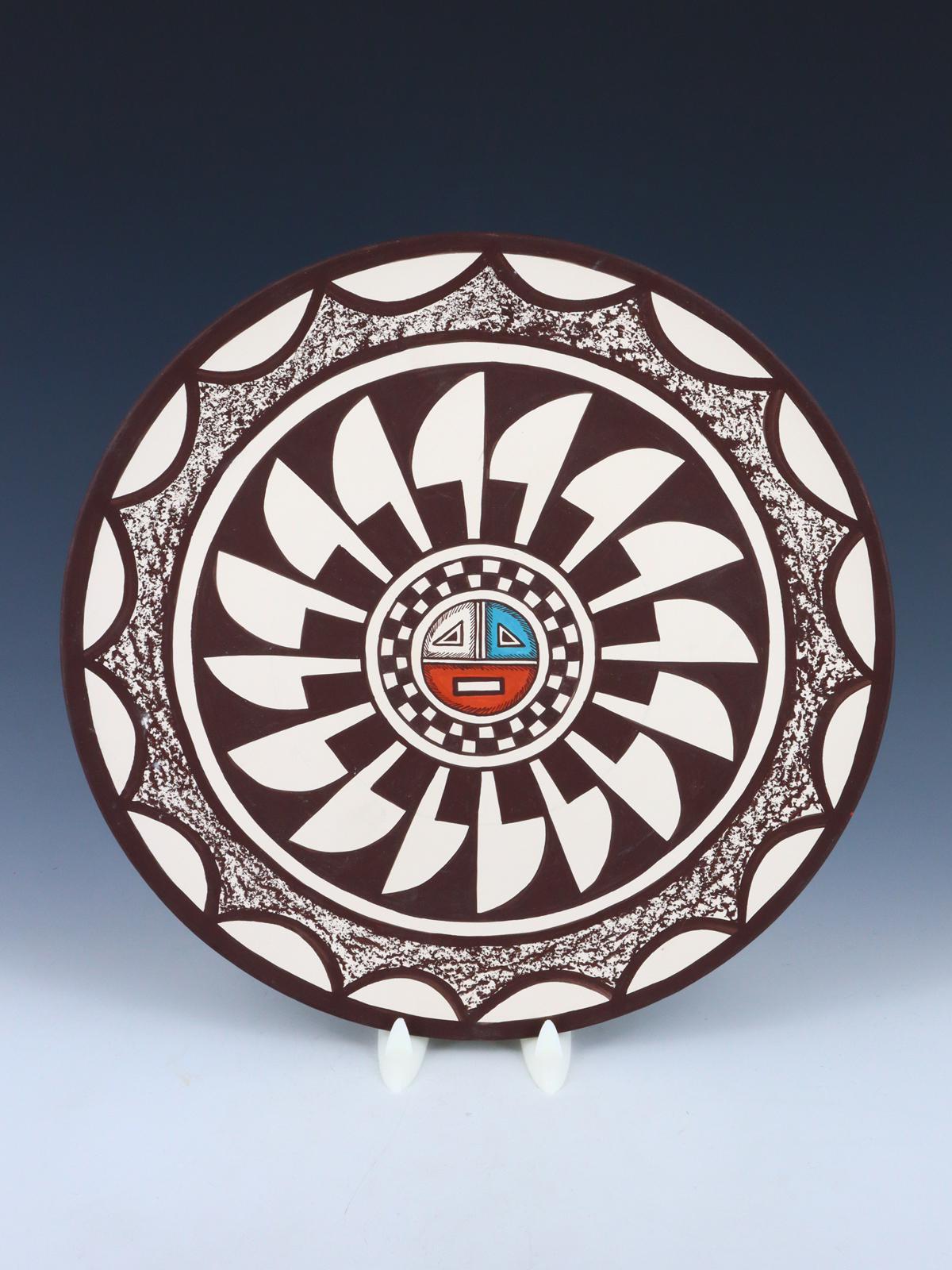 Acoma Pueblo Style Painted Sunface Design Plate