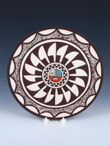 Acoma Pueblo Style Painted Sunface Design Plate