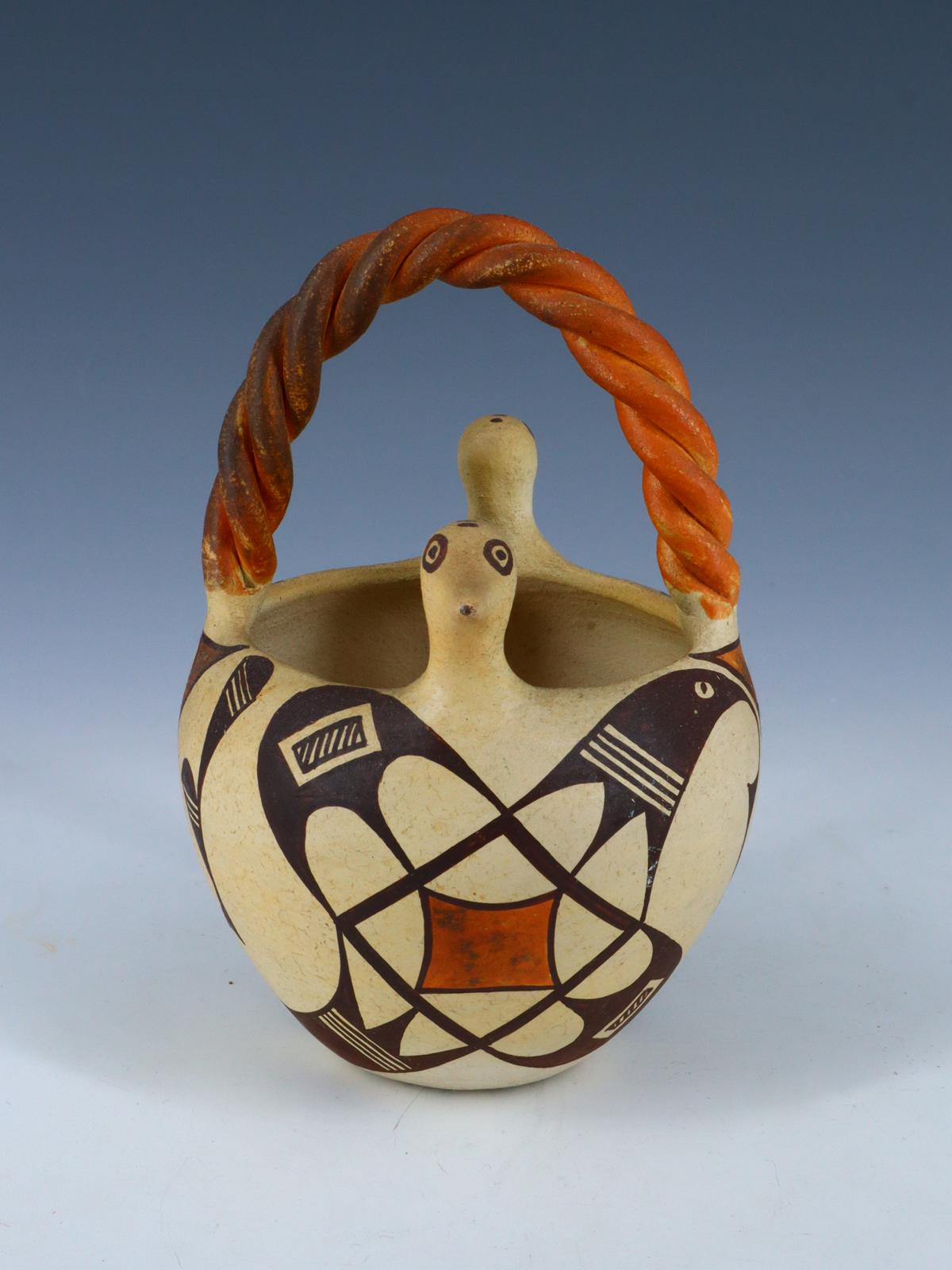 Vintage Acoma Pueblo Hand Coiled Pottery Basket