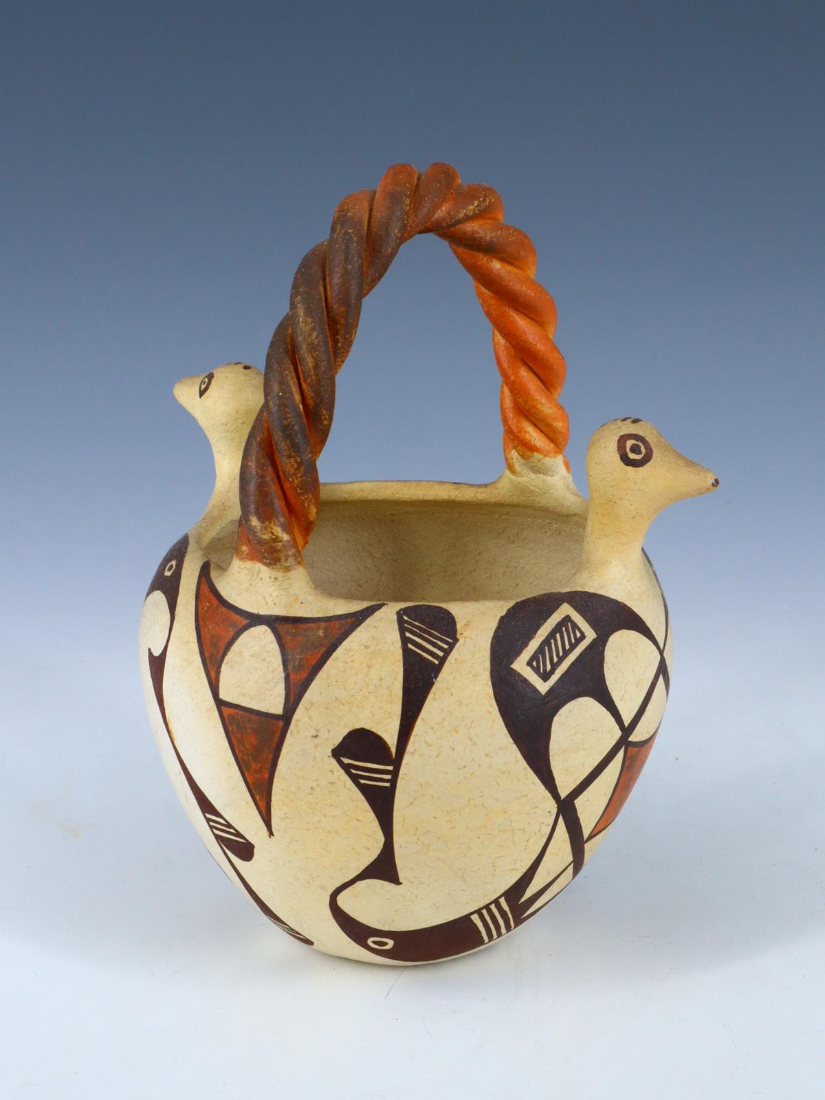 Vintage Acoma Pueblo Hand Coiled Pottery Basket