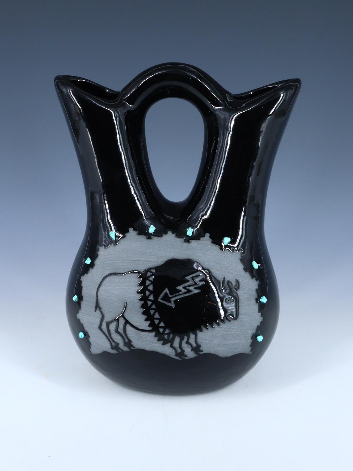 San Juan Pueblo Black Pottery Wedding Vase