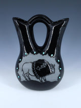 San Juan Pueblo Black Pottery Wedding Vase