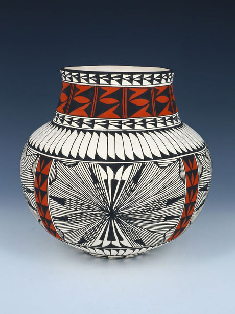 Acoma Pueblo Black and White Fine Line Pottery Bowl - PuebloDirect.com