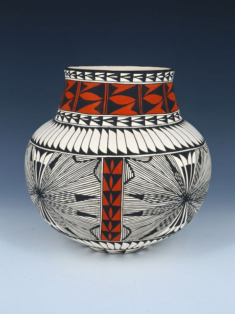 Acoma Pueblo Black and White Fine Line Pottery Bowl - PuebloDirect.com