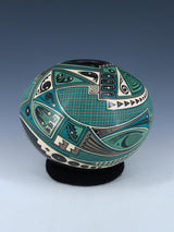 Mata Ortiz Hand Coiled and Painted Pottery Vase