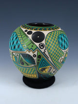 Mata Ortiz Hand Coiled and Painted Pottery Vase