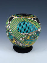 Mata Ortiz Hand Coiled and Painted Pottery Vase
