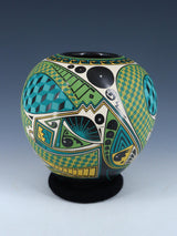 Mata Ortiz Hand Coiled and Painted Pottery Vase