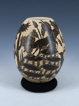 Mata Ortiz Hand Coiled Wildlife Etched Pottery