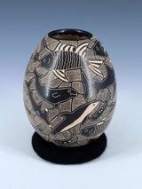 Mata Ortiz Poterie de la vie marine gravée à la main