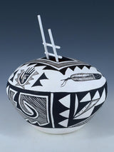 Acoma Style Painted Pueblo Hand Coiled Pottery with Ladder