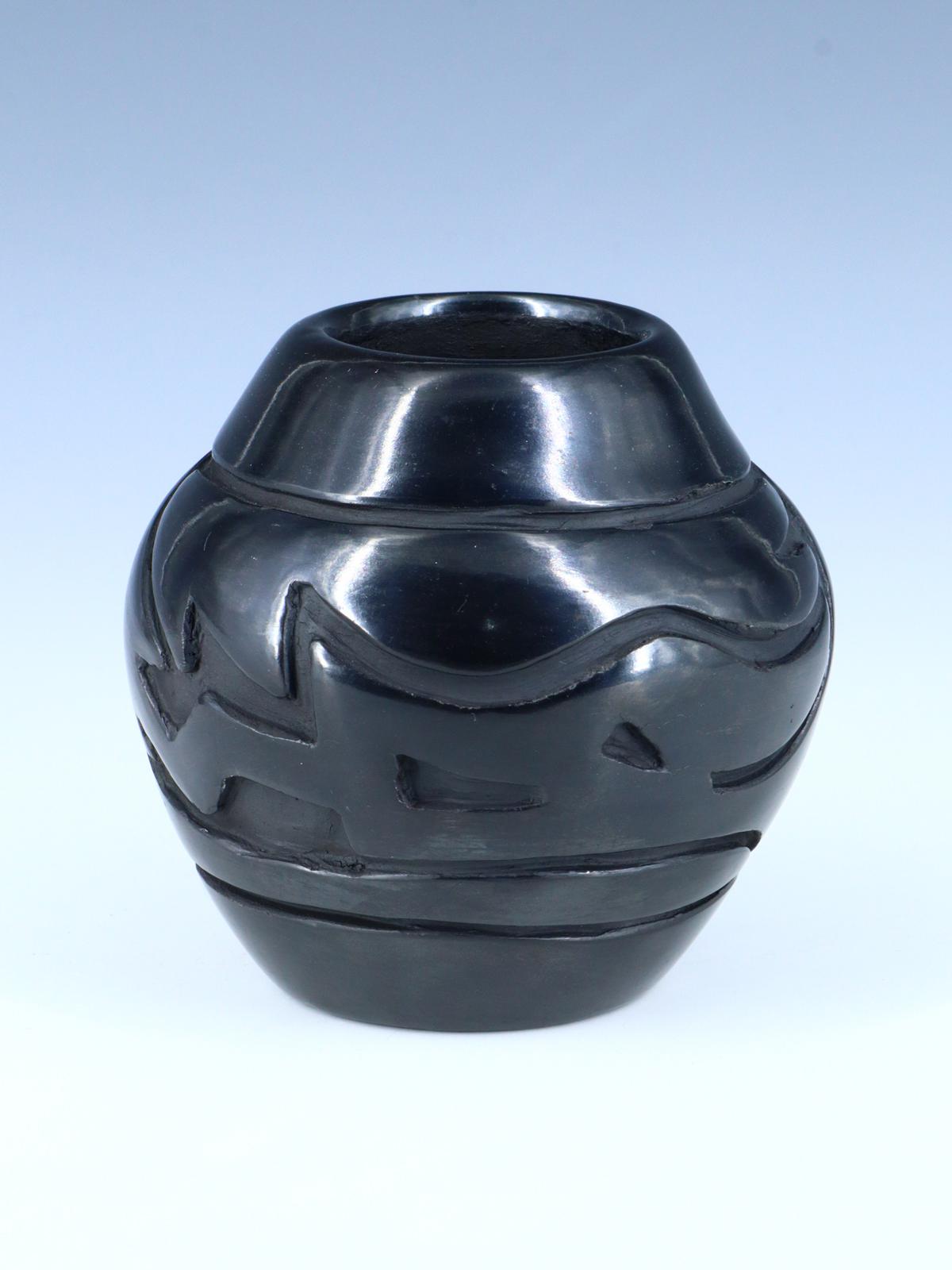 Santa Clara Pueblo Hand Coiled Black Clay Pottery