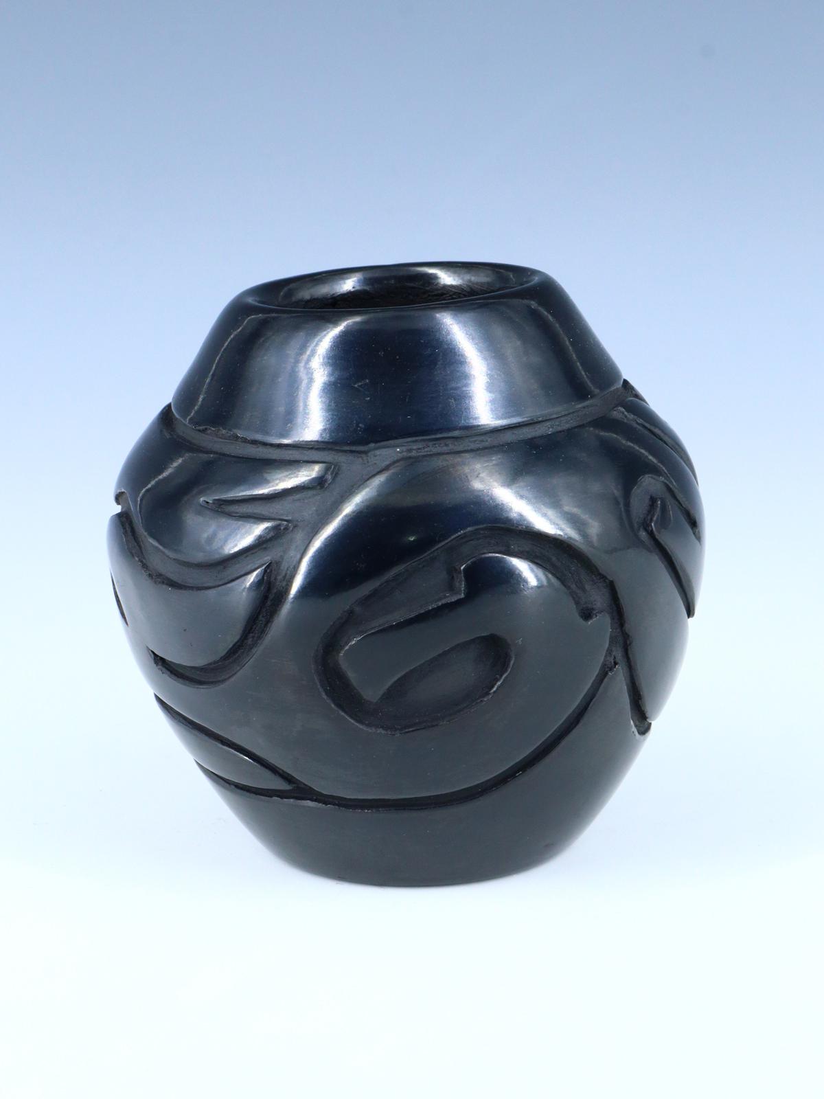 Santa Clara Pueblo Hand Coiled Black Clay Pottery