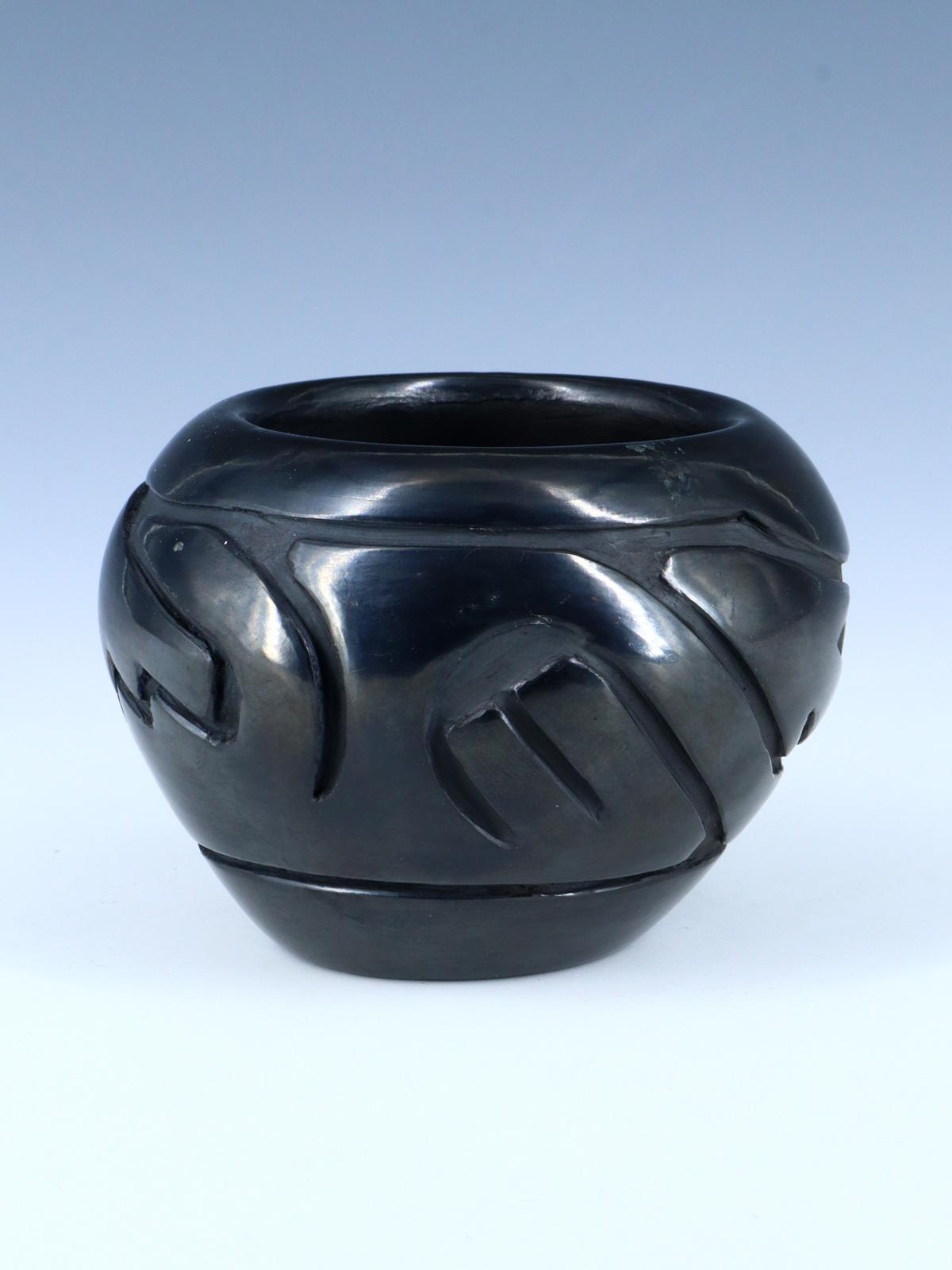 Santa Clara Pueblo Hand Coiled Black Clay Pottery