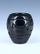 Santa Clara Pueblo Hand Coiled Black Clay Pottery