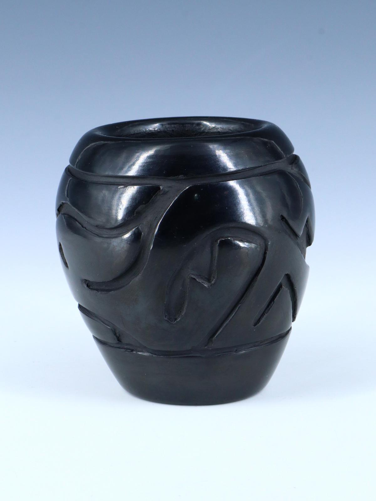 Santa Clara Pueblo Hand Coiled Black Clay Pottery