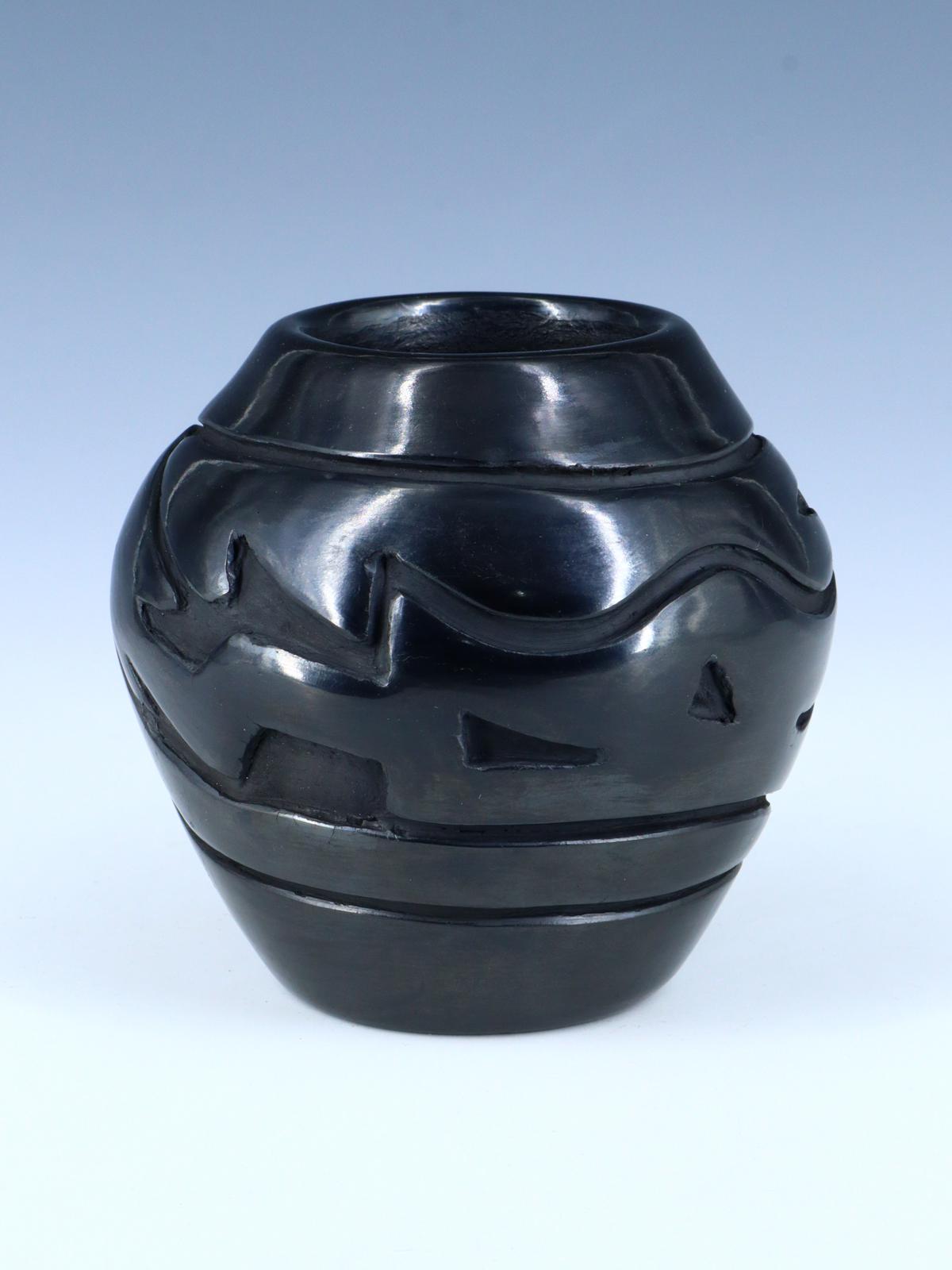 Santa Clara Pueblo Hand Coiled Black Clay Pottery