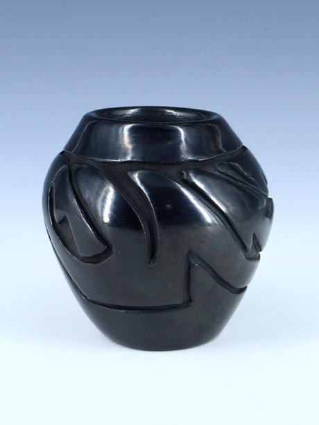 Santa Clara Pueblo Hand Coiled Black Clay Pottery