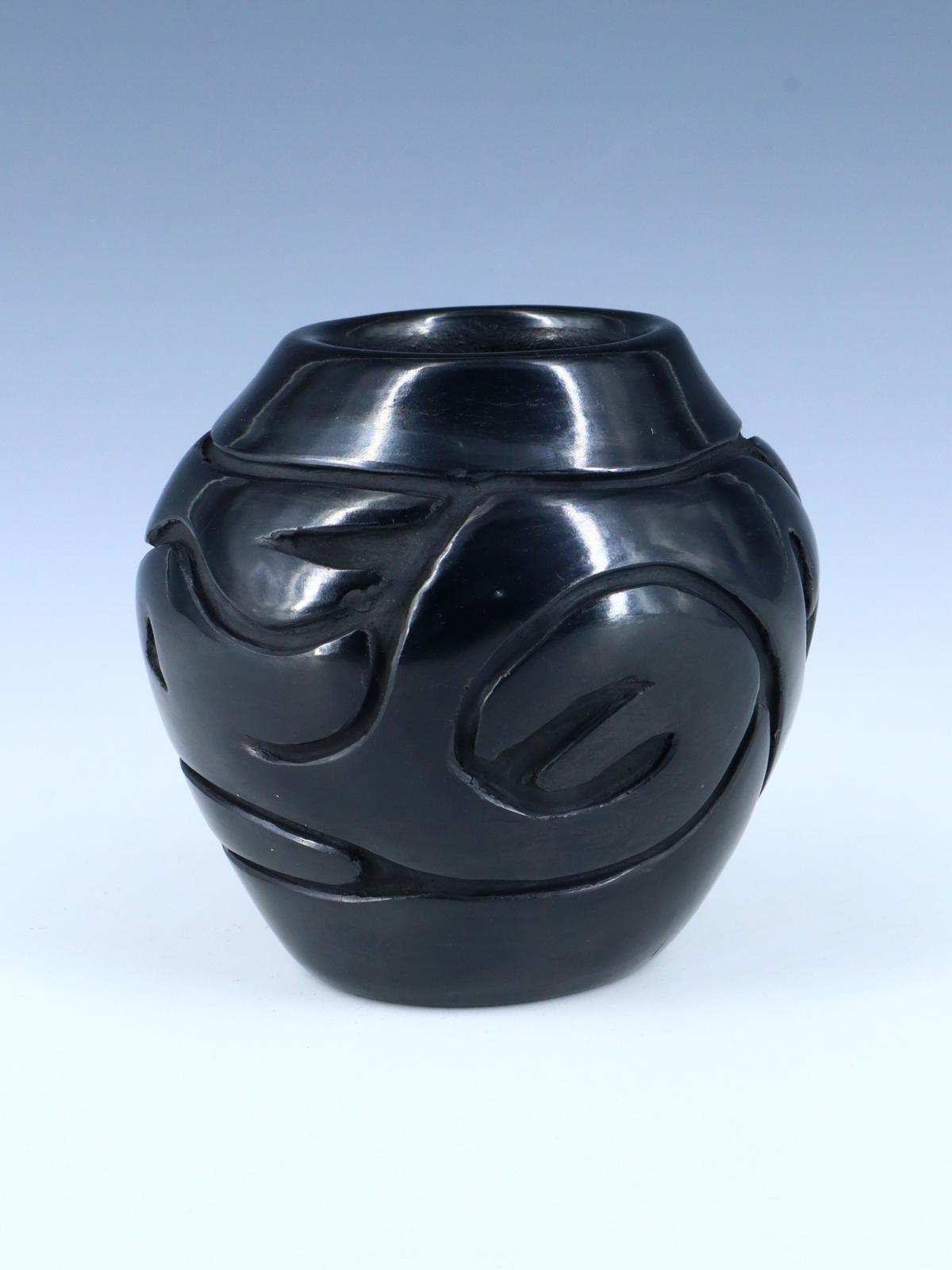 Santa Clara Pueblo Hand Coiled Black Clay Pottery