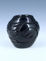 Santa Clara Pueblo Hand Coiled Black Clay Pottery