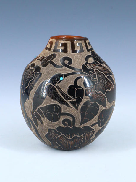 Santa Clara Pueblo Hand Coiled Black and Red Pottery