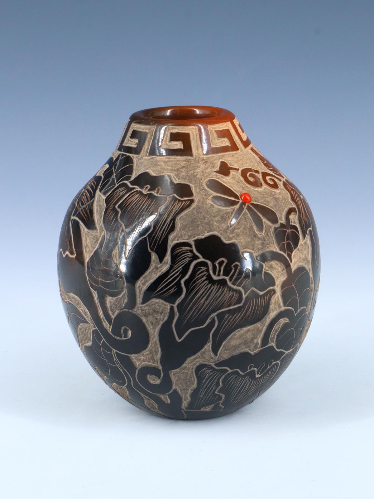 Santa Clara Pueblo Hand Coiled Black and Red Pottery