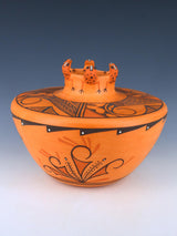 Cuenco de cerámica de lagarto Zuni Pueblo enrollado a mano