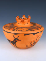 Cuenco de cerámica de lagarto Zuni Pueblo enrollado a mano