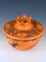 Cuenco de cerámica de lagarto Zuni Pueblo enrollado a mano