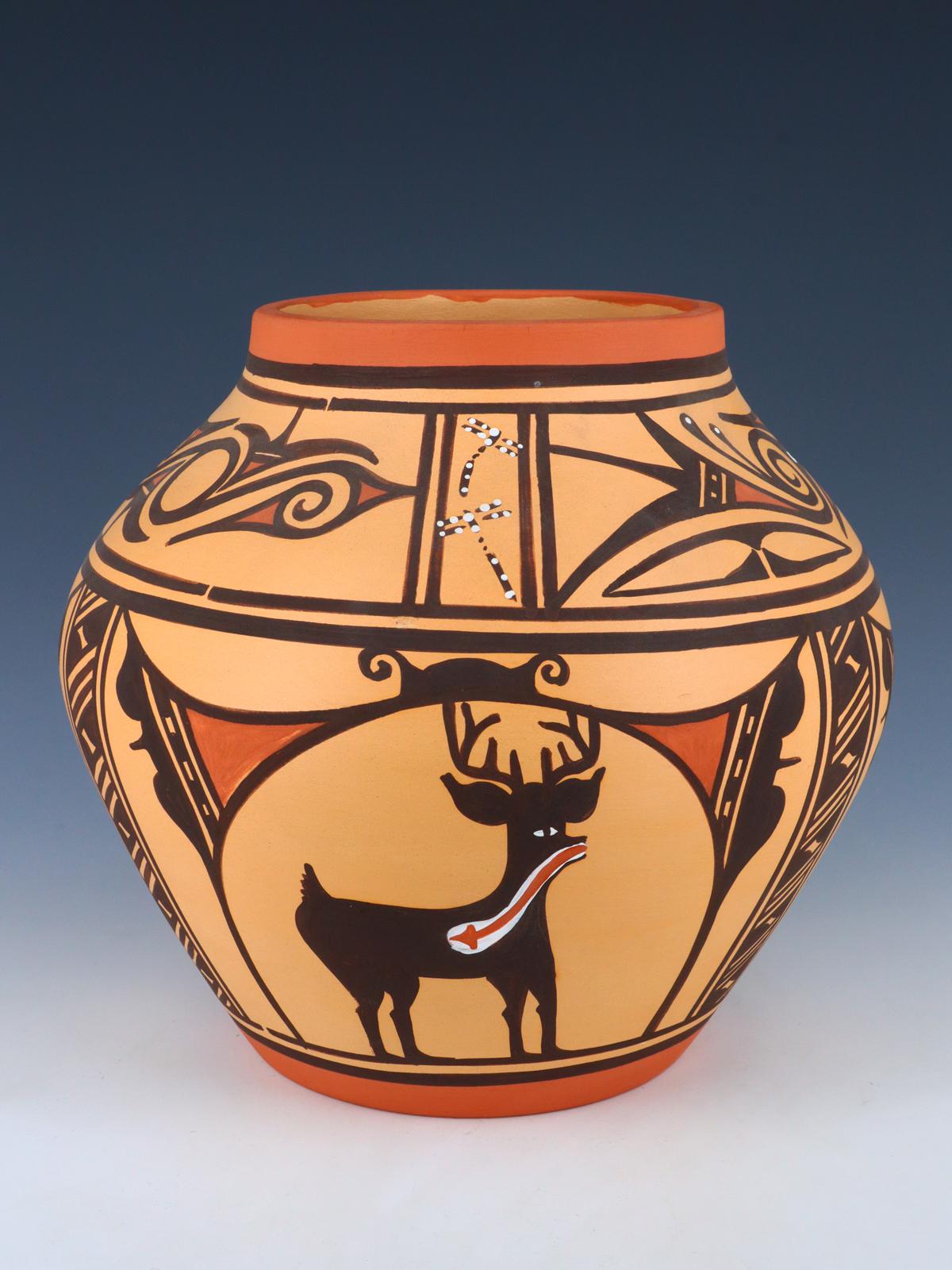 Cuenco de cerámica de lagarto Zuni Pueblo enrollado a mano