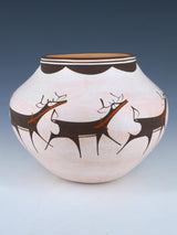 Hand Coiled Zuni Pueblo Deer Pottery Bowl