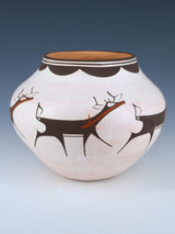 Hand Coiled Zuni Pueblo Deer Pottery Bowl