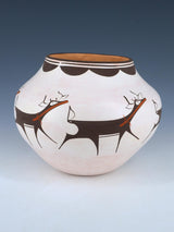 Hand Coiled Zuni Pueblo Deer Pottery Bowl