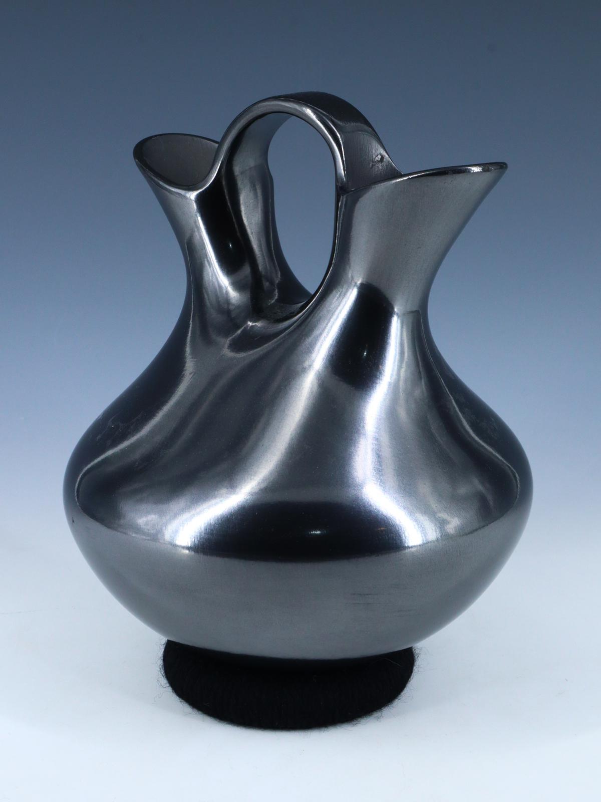 Mata Ortiz Hand Coiled Black Pottery Wedding Vase
