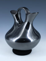 Mata Ortiz Hand Coiled Black Pottery Wedding Vase