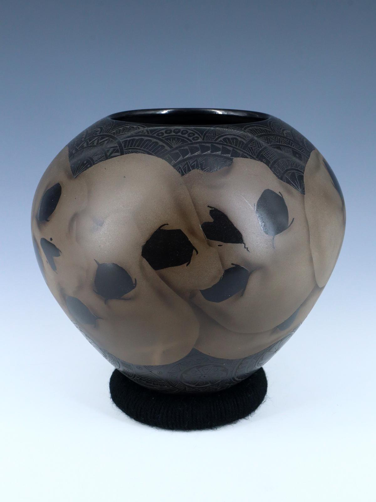 Mata Ortiz Hand Coiled and Etched Skull Pottery