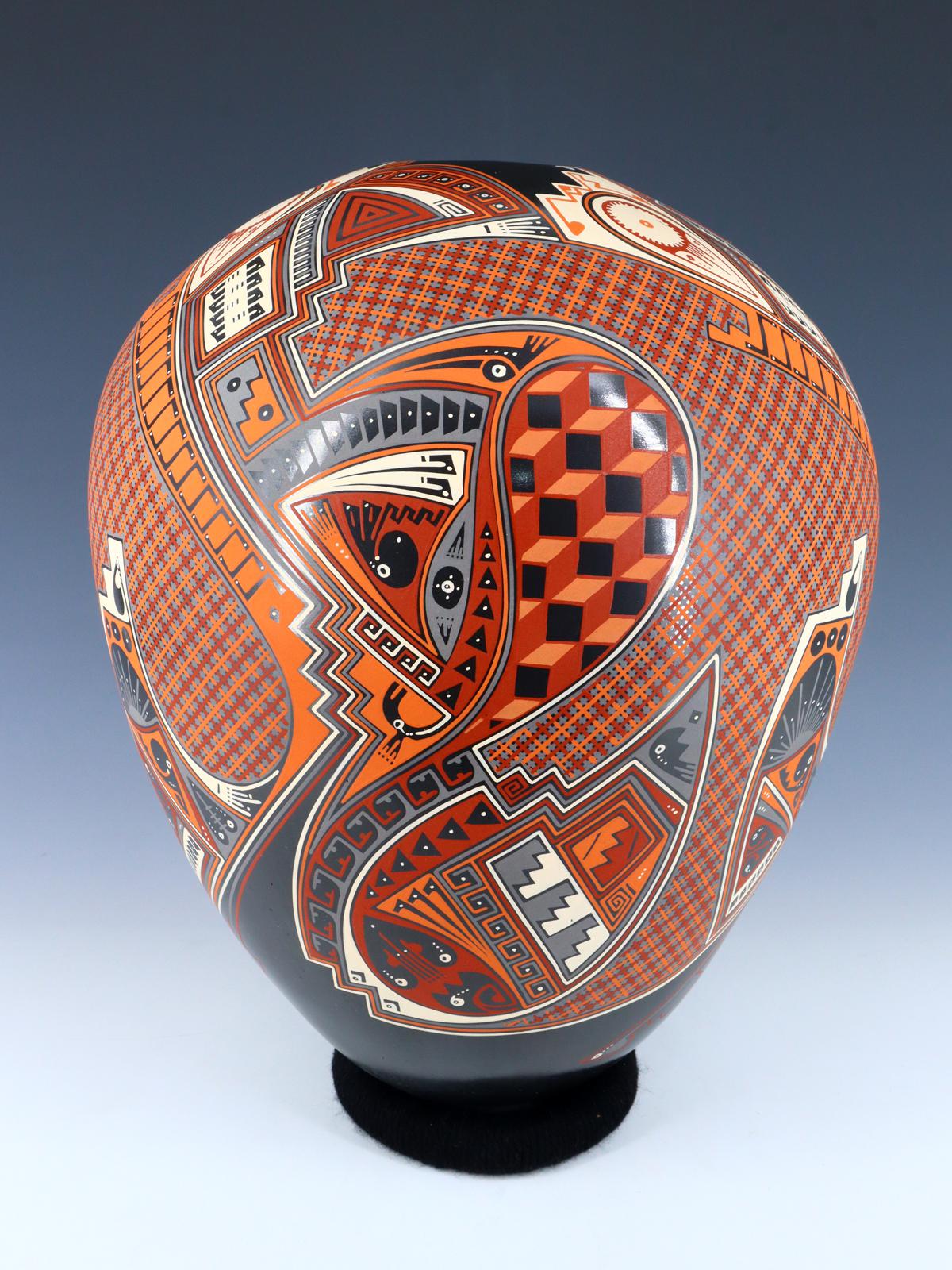 Mata Ortiz Hand Coiled and Painted Pottery Vase