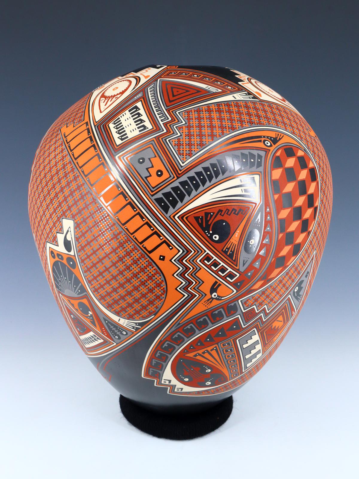 Mata Ortiz Hand Coiled and Painted Pottery Vase