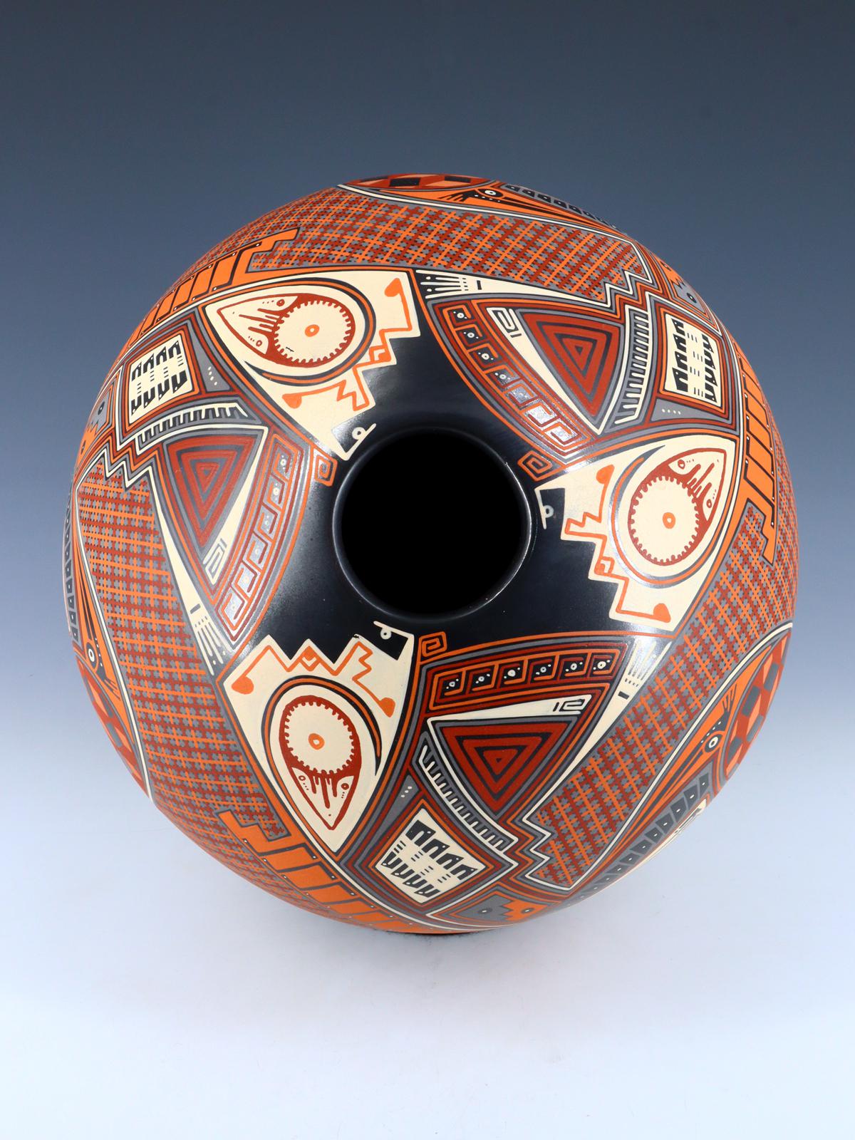 Mata Ortiz Hand Coiled and Painted Pottery Vase