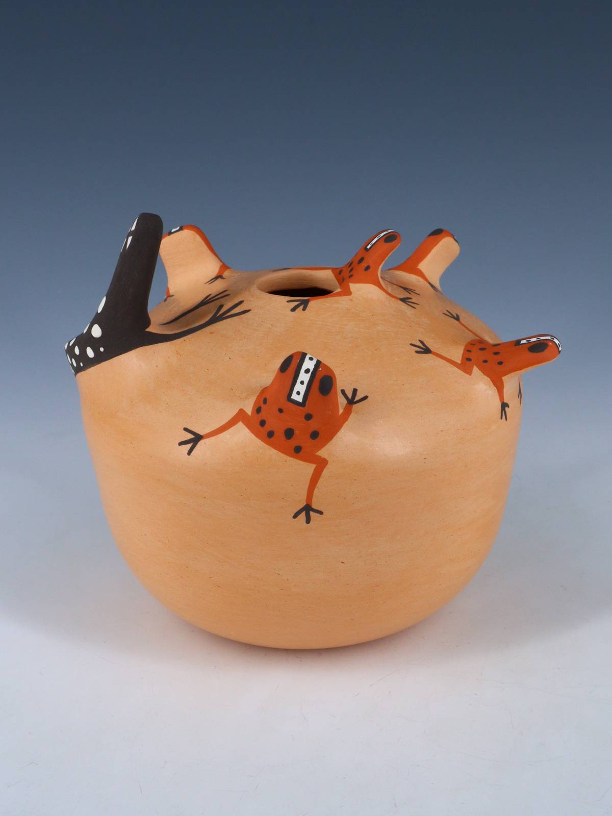 Hand Coiled Zuni Pueblo Lizard Pottery Vase - PuebloDirect.com