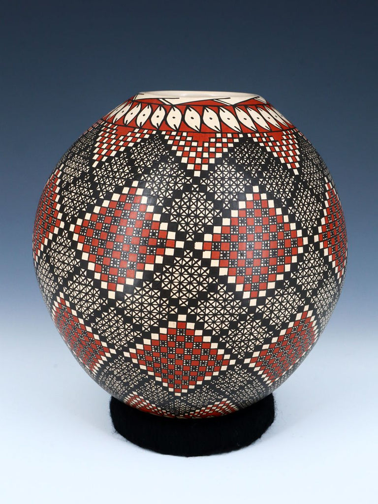 Mata Ortiz Hand Coiled Checkerboard Pottery - PuebloDirect.com