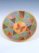 Mata Ortiz Hand Coiled Pottery Etched Butterfly Plate - PuebloDirect.com