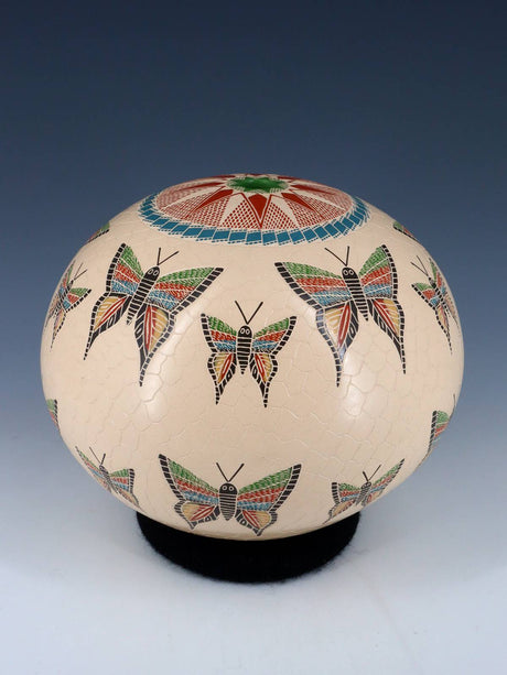 Mata Ortiz Hand Etched Butterfly Pottery - PuebloDirect.com