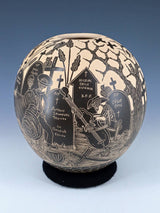 Mata Ortiz Hand Coiled Dia De Los Muertos Etched Pottery - PuebloDirect.com