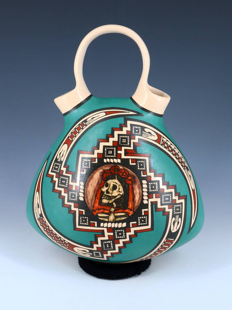 Mata Ortiz Hand Coiled Painted Pottery Wedding Vase - PuebloDirect.com