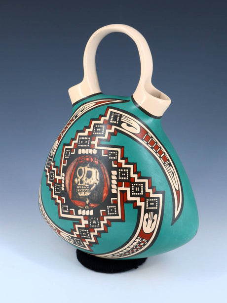 Mata Ortiz Hand Coiled Painted Pottery Wedding Vase - PuebloDirect.com