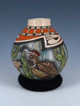 Mata Ortiz Hand Coiled Painted Bird Pottery - PuebloDirect.com