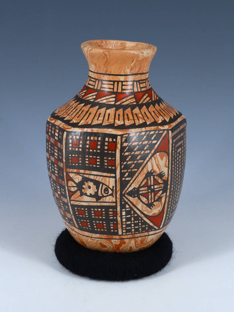 Mata Ortiz Hand Coiled Mezcla Clay Pottery Vase - PuebloDirect.com